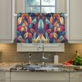 thumbnail image 2 of Yayeee Kitchen Curtains Tier Pair Light Filtering 27"x24" Rod Pocket Short Cafe Window Panel, Blue Vibrant Leaves Pattern, 2 of 7