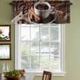 thumbnail image 3 of Hot Coffee Curtain Valances for Windows, Kitchen Valance Window Treatments Panel 2 Pack, Cinnamon Cafe Beans Latte Cup Rustic Vintage Rod Pocket Short Curtains for Bathroom Bedroom 42 x 18 Inch, 3 of 8