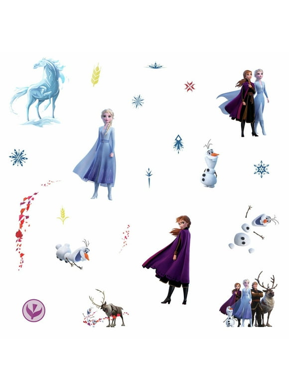 Disney Frozen 2 Peel And Stick Wall Decals Girls Favorite Room Decor Stickers Blue. White, Purple