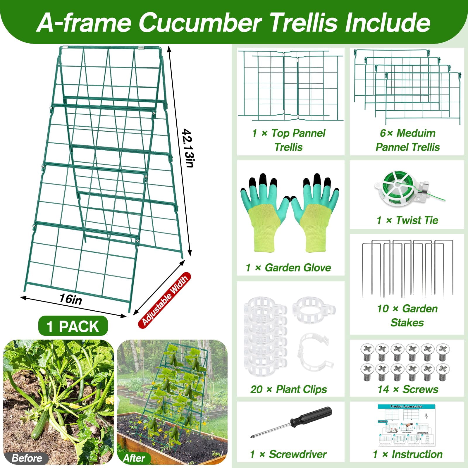 Cucumber Trellis For Raised Bed A Frame Metal Garden Climbing Plants Outdoor  42 X 16in Foldable Coated Steel Cucumbers Trelli Easy To Install Vegetable Fruit
