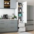 thumbnail image 2 of FFZ Standard Kitchen Pantry Tall Freestanding Cabinet With One Door And Two Drawers White, 2 of 11
