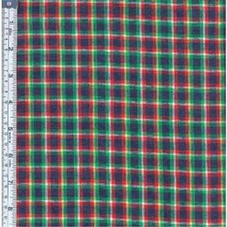 Textile Creations RW0130 Rustic Woven Fabric, Plaid Navy, Green And Yellow, 15 yd.