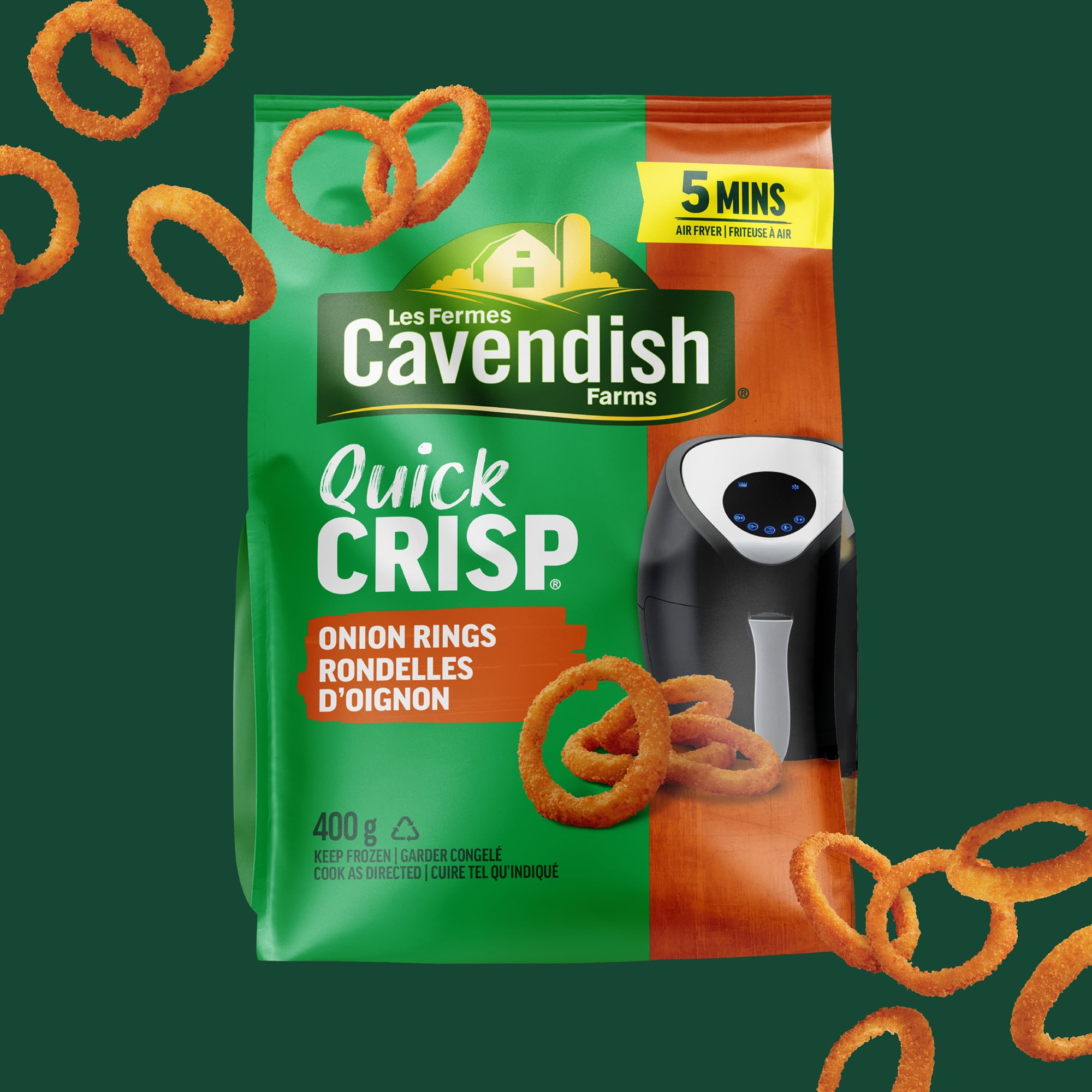 Cavendish Farms Quick Crisp Onion Rings | Made in Canada | Proud Canadian Company, 400 g