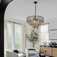 thumbnail image 4 of AFANQI Modern Black Chandeliers Lighting, Creative Pendant Ceiling Fixture Lamp, D23.6 3-Layer Round Crystal Glass Chandelier, 8-Light, Applicable to Living Room, Bedroom, Dining Hall, 4 of 13