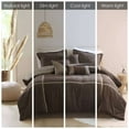 thumbnail image 2 of Queen Size Bed In A Bag, 7 Piece Micro Corduroy Comforter Set Brown Queen, Brown Cotton Bedding Set,Polyester Bed Sheet Set, Household Supplies & Décor Bedding Bedding Sets, 2 of 16