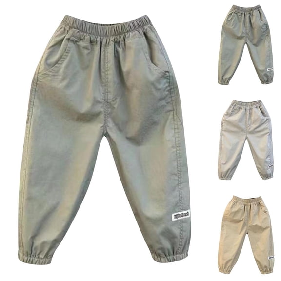 HOMADLES Boys Joggers Pants Loose Fit Stretch Soft Casual Pants Breathable Lightweight Sweatpants Khaki Size 7 Years