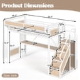 thumbnail image 2 of Harper & Bright Designs Twin Loft Bed with Built-in Desk and Wardrobe, Metal Loft Bed Frame with Storage Stairs and Baskets, Industrial Loft Bed with Power Outlet and LED Strip for Boys Girls, White, 2 of 15