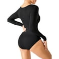 thumbnail image 2 of YUSHOW Body Suits for Womens Long Sleeve Round Neck Casual Second-skin Feel Bodysuit Shirts Black,M, 2 of 7