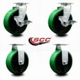 thumbnail image 2 of 6 Inch Green Poly on Cast Iron Caster Set with Ball Bearings 2 Brakes 2 Rigid, 2 of 2