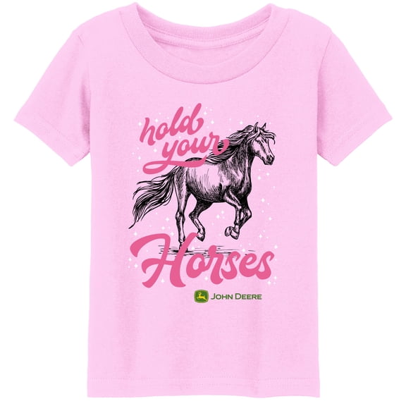 John Deere Toddler Hold Your Horses SS Tee in Pink