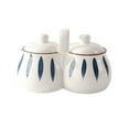 thumbnail image 1 of Japanese Style Sugar Bowl With Lid And Spoon, Hand-painted Sugar Pot, Sugar Container Spice Jar With Tray-stripe white-1200ml/42oz, 1 of 9