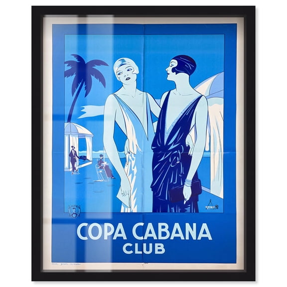 Blue Havana Nights Shadowbox Print Retro Fashion Decor by Art Remedy, Black Frame, 16 x 20