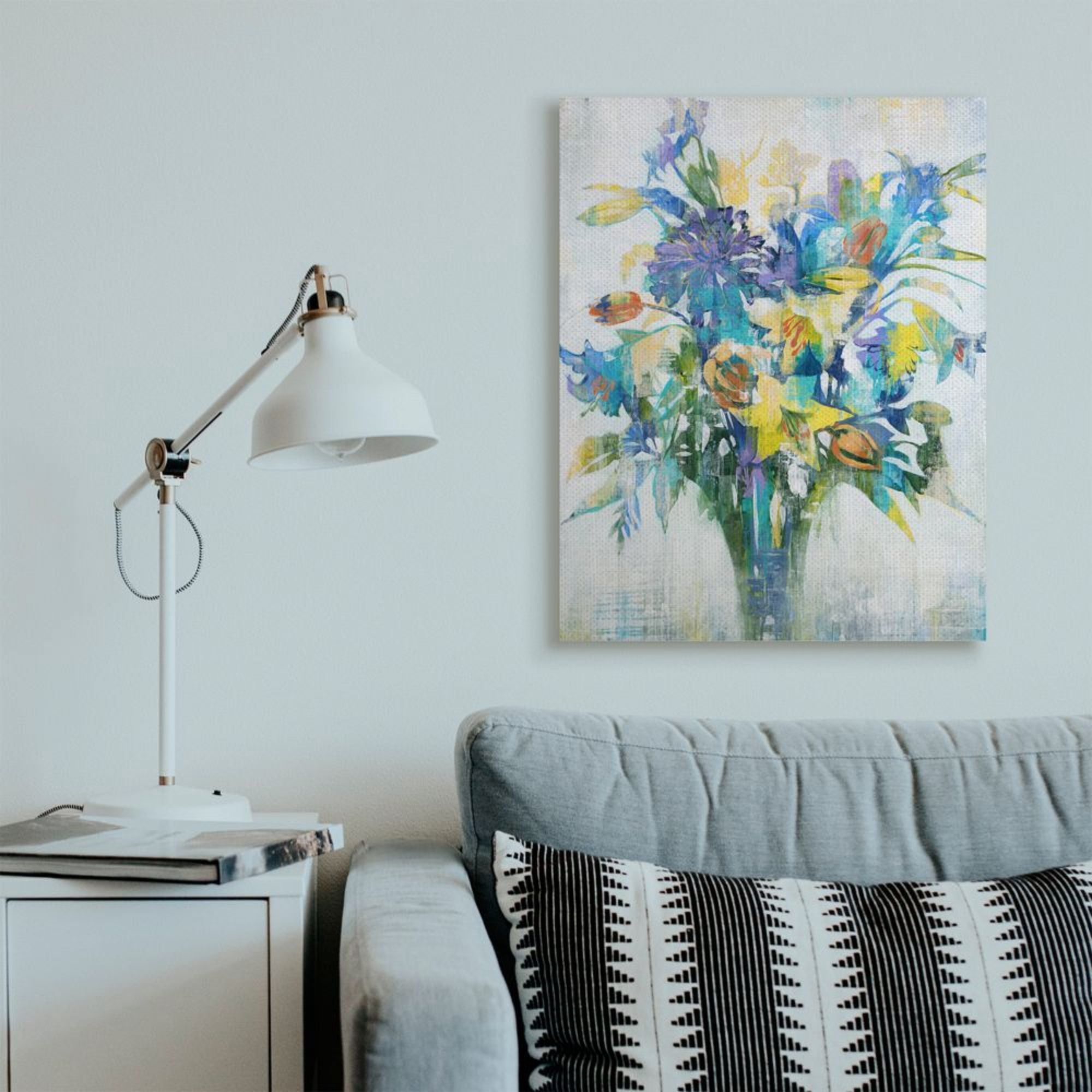 Stupell Industries Distressed Bouquet Spring Flowers Blue Yellow Green Design by Third and Wall, 30" x 40"