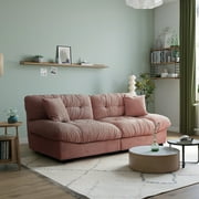 Magic Home 89 Cloud Sofa,Modern Velvet Couch,3-Seat Sofa for Living Room,Apartment and Small Space,Pink