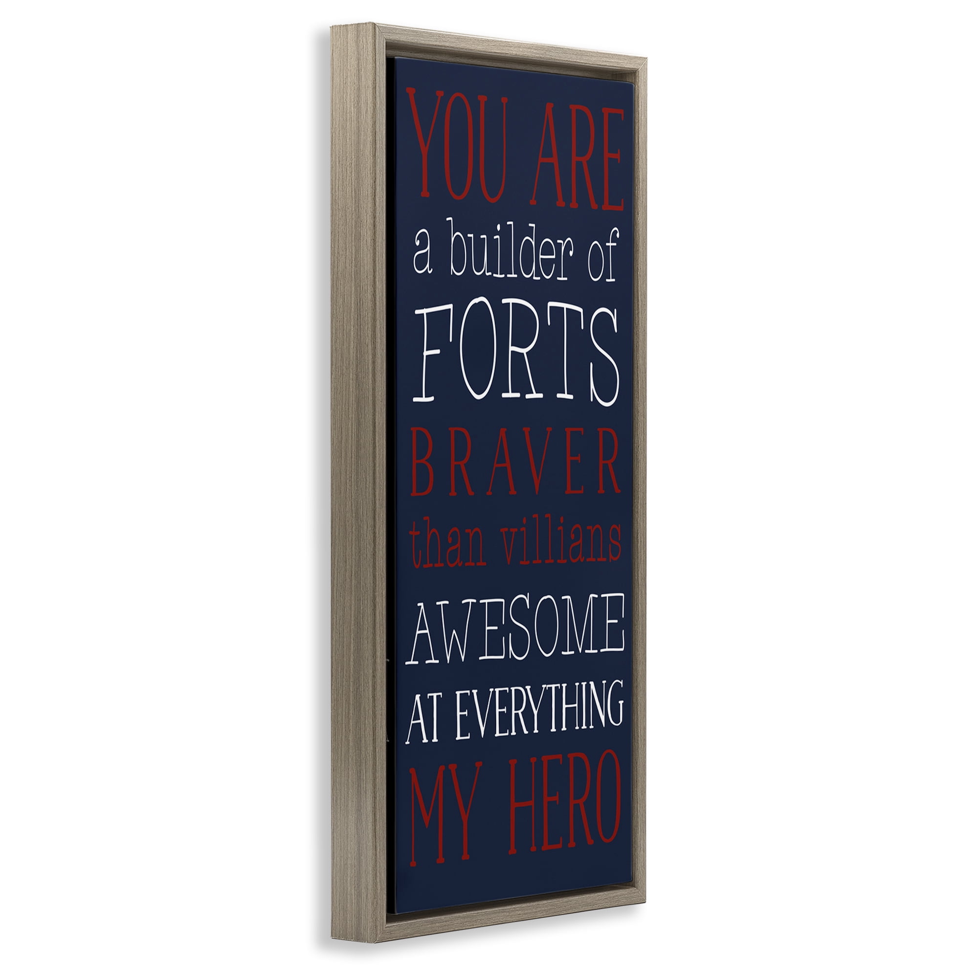 Stupell Industries You Are My Hero Typography Painting Brown Floater Framed Art Print Wall Art, 15 x 31