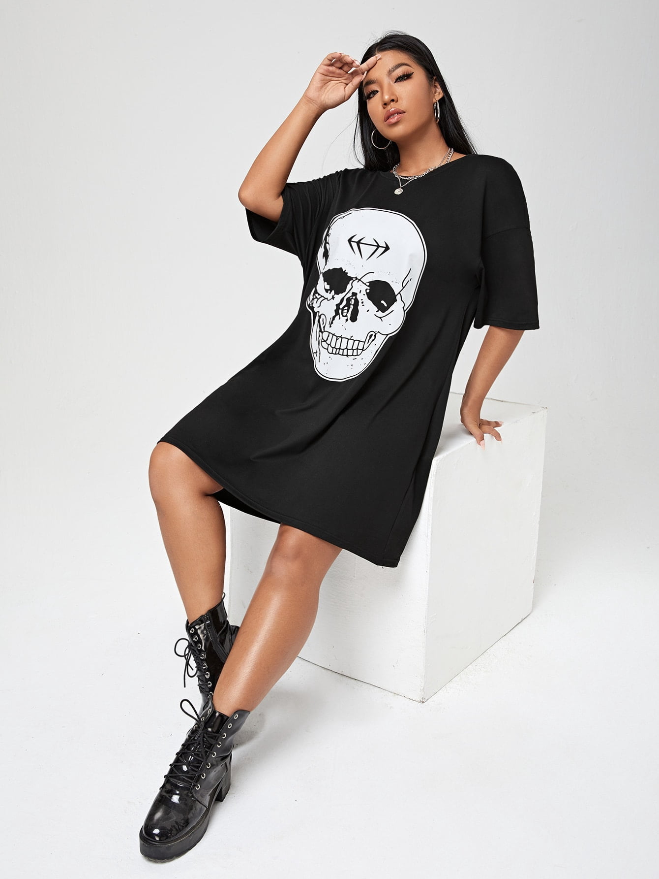 Black Women's Plus Size Drop Shoulder 
