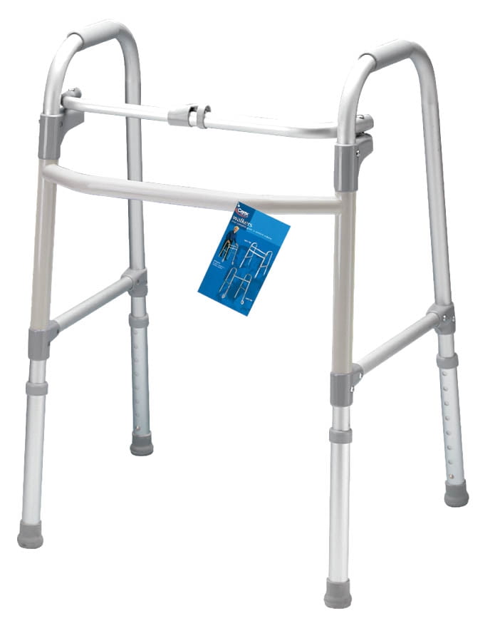 Carex Single Button Walker Height Adjustable Stand Up Walker for