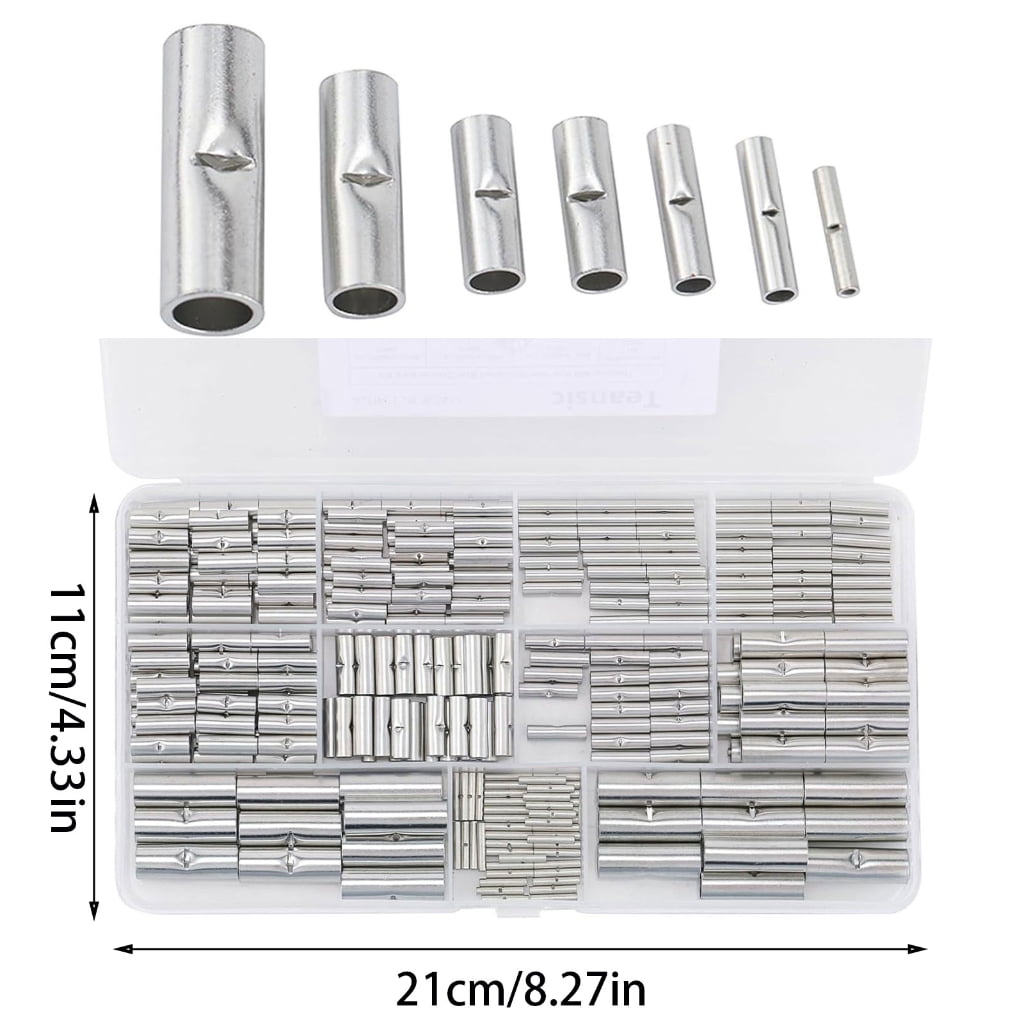 300Pcs Butt Terminals Electrical Wire Connectors Splices Crimp Terminals Sleeve