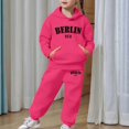 thumbnail image 6 of KHONTS Girls Letter Printed Hooded Sweatshirts and Sweatpants Pullovers Outfits, 2 Piece, Sizes 2-13 Years, 6 of 7