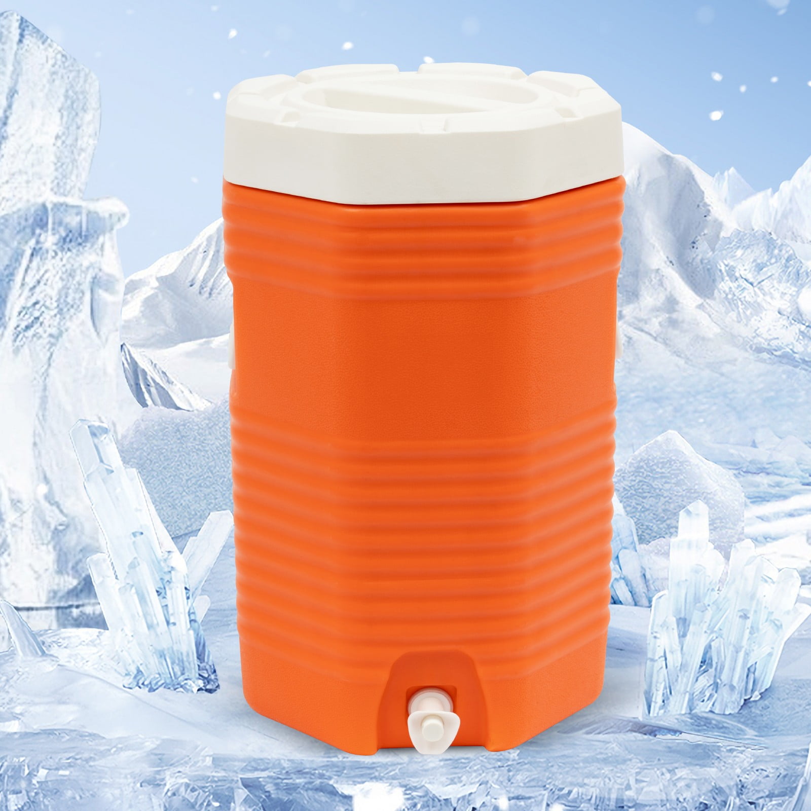 4 Gallon Insulated Beverage Cooler 72HR Ice Retention 220LB Seat Top Orange