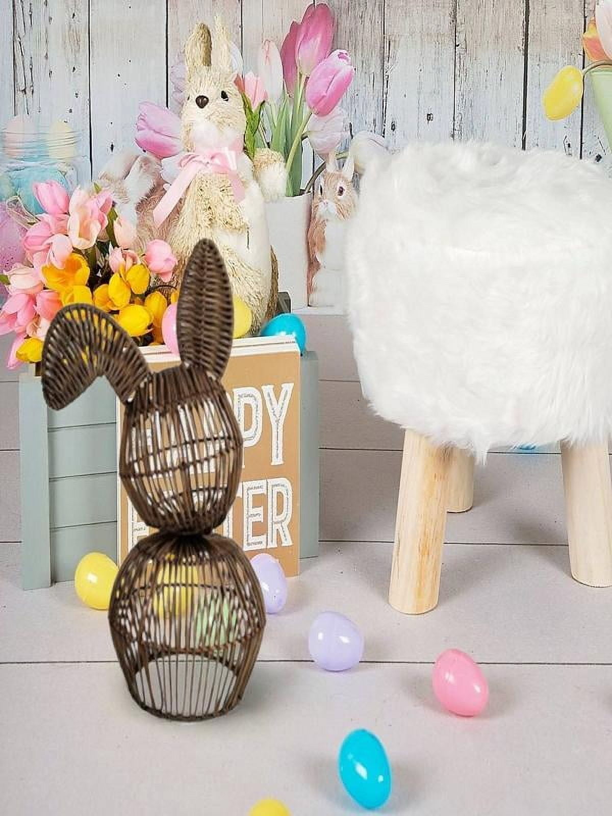 Easter Handwoven Natural Rattan Bunny Basket, Decorative Woven Basket for Easter Holiday Decor - Pastoral Chic Style Perfect for Spring, Easter Egg Hunts, and Seasonal Decor