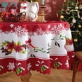 thumbnail image 1 of Mantel redondo impermeable antiincrustante con diseño de árbol de Navidad rojo de Navidad y Papá Noel, 1 of 6