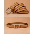 thumbnail image 4 of Catelles Men's Casual Vintage Camel Leather Belt, Vintage Pin Buckle, Business Casual Style, Comes with Gift Box And Hole Puncher&For waist 48in Width 1.5in(3.8cm), 4 of 9