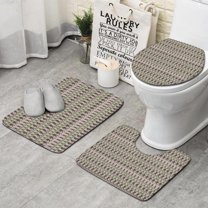 Brown Bigfoot and Pine Tree Pattern Bathroom Rugs Sets 3 Piece,Toilet Cover Set,Absorbent Non Slip Bathroom Mats Sets with U-Shaped Contour Rug Toilet Rug Set