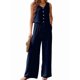 thumbnail image 1 of Conjunto de Dos Piezas para Mujer, 2025, Sin Mangas, con Botones, Informal, con Bolsillo y Pantalones Anchos. Azul L, 1 of 7