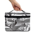 thumbnail image 2 of HELLHERO Portable Travel Cosmetic Bags Pleated Aluminum Foil Design Effortless Organization Airport Airline Vacation Organization 8.86 x 6.5 x 5.9 Inches, 2 of 5