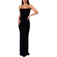 thumbnail image 3 of Vestido largo sexy con tirantes finos y espalda descubierta para mujer, vestido de fiesta ajustado con cordones, vestido Halter de noche para discoteca, 3 of 5
