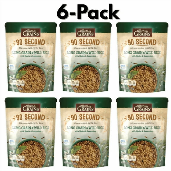 Earthly Grains 90 Second Microwavable Long Grain & Wild Rice 6-Pack 8.8 oz