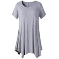thumbnail image 1 of Coofit Tunique Chemise Manches Courtes Col Rond T-shirt Décontracté Blouse Ample pour Femmes, 1 of 4