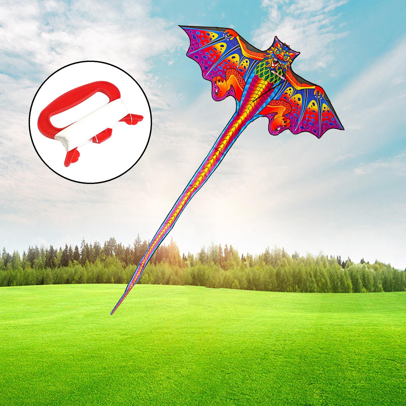 Wswqop 3D Dragon Kite Large Animal Huge Wingspan for Kids Adults with Flying Tools Long Red and 100m Line