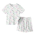 thumbnail image 1 of Zpanxa Ensembles d'Été pour Filles Mode Garçons Décontracté Manches Courtes Col Rond Col Bouton Imprimé Ensembles de Shorts 13 Ans, 1 of 3