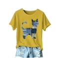 thumbnail image 3 of NSLGXD Women's T Shirts Dressy Casual Crew Neck Short Sleeve Shirts Boho Graphic Tees Breathable Elegant T Shirts S-2XL Yellow Tees, 3 of 5