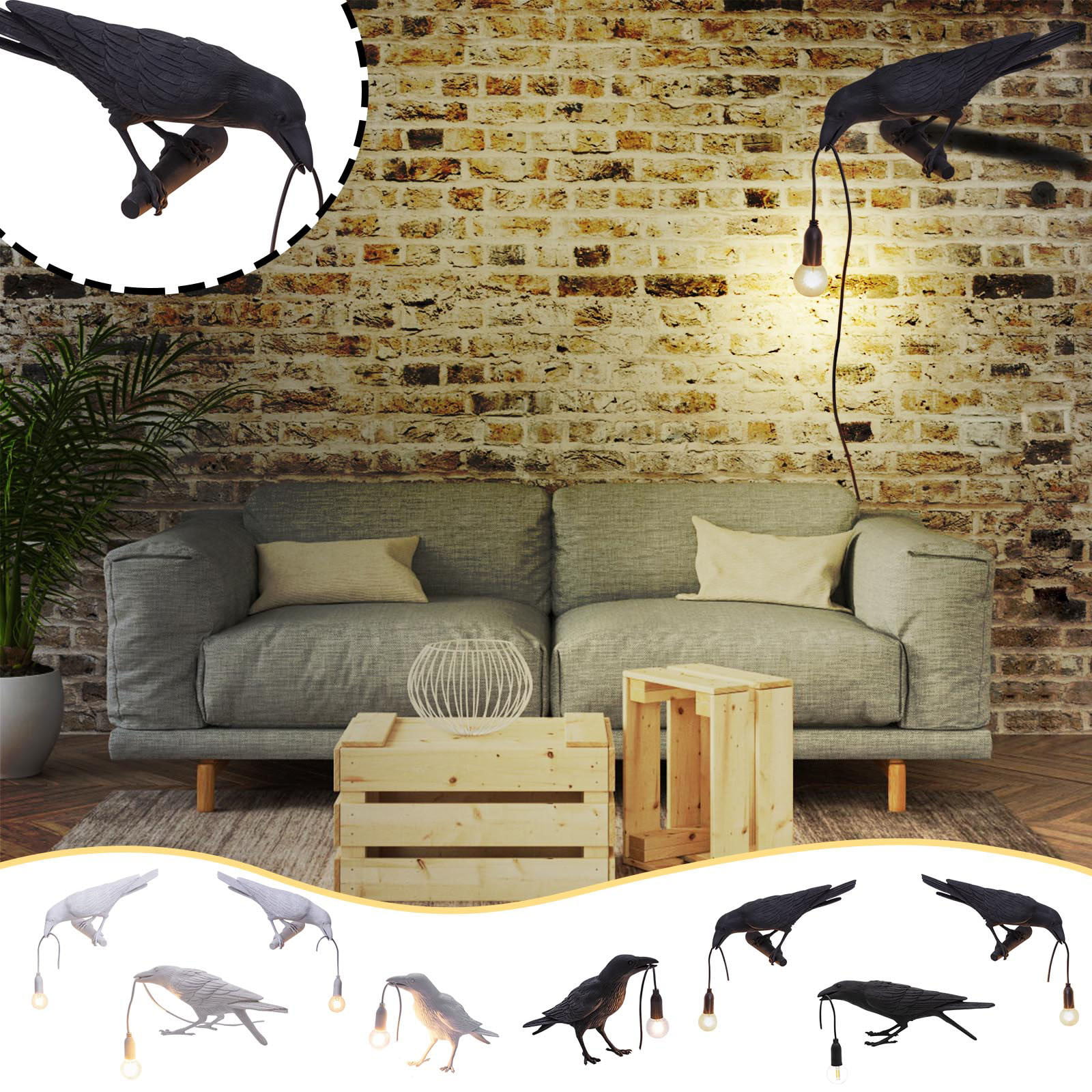 Details about   LamQee Table Lamp Crow Bird Desk LED E14 Bulb Wall Sconce Light Bedroom Decor 