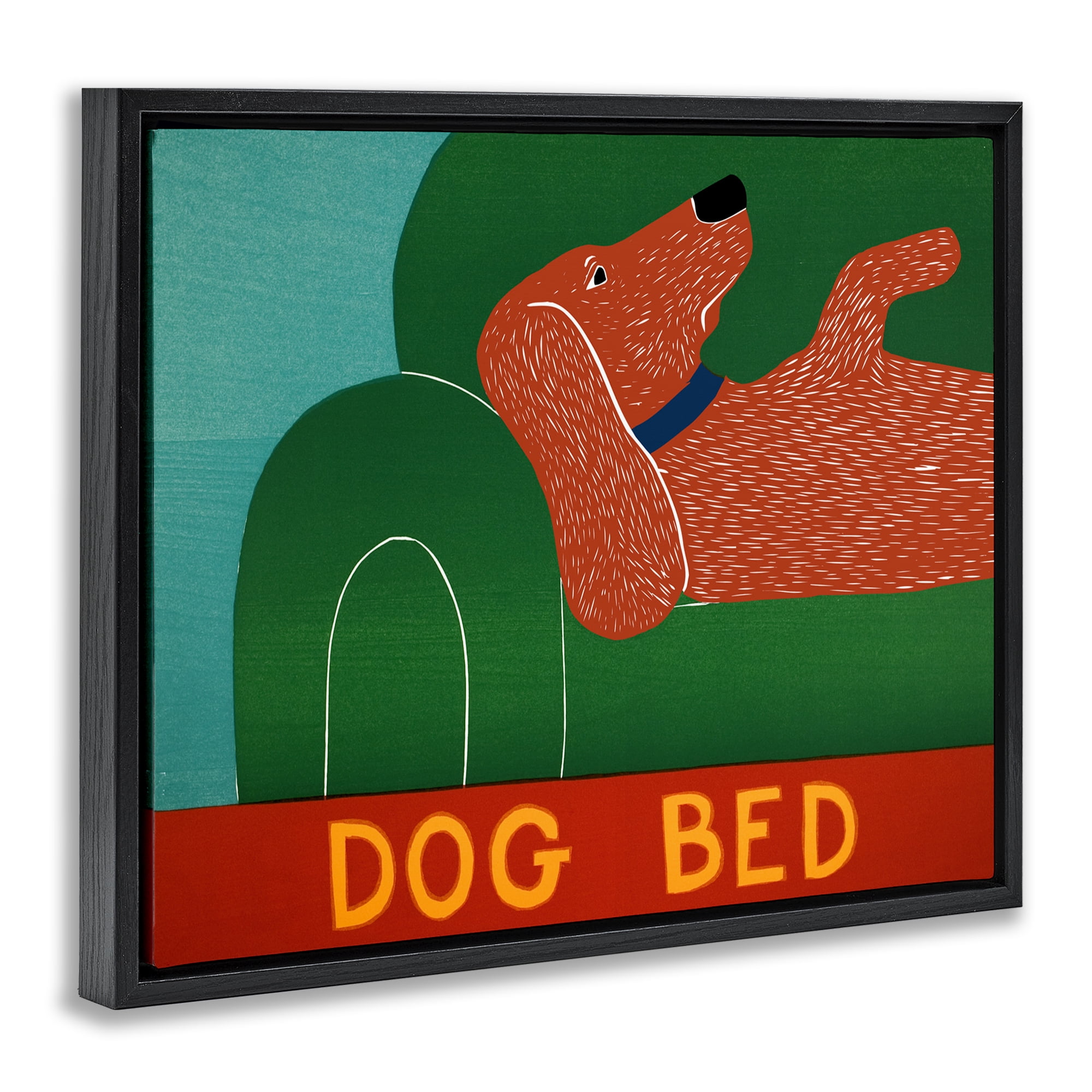 Dog Bed Couch Black Framed Floater Canvas Wall Art, design by Stephen Huneck
