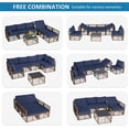 thumbnail image 5 of Ainfox 7 Pieces Outdoor Wicker Patio Furniture Set, Adjustable Backrest Sectional Conversation Couch with Thick Cushions & Coffee Table for Garden Porch Poolside, Brown/Blue, 5 of 8