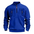 thumbnail image 3 of Men's Soild Color Quarter Zip Pullover, Mock Neck Fleece Sweatshirt with Zipper Chest Pocket, Casual Long Sleeve Lightweight Slim Fit Sweatshirt for Fall Winter Blue XXXXL, 3 of 9