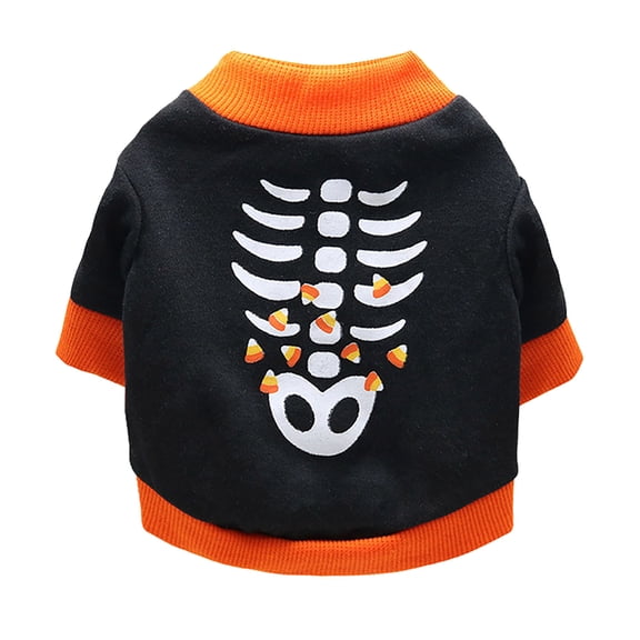 Leeye Halloween Pet Pumpkin Print T-Shirt, Funny Cosplay Cat Dog Clothing with Festive Design for Small Pets Party Daily Wear, Coffee, S