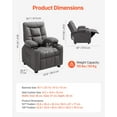 thumbnail image 3 of VEVOR Fauteuil Inclinable pour Enfants Fauteuil Inclinable pour Tout-Petits avec Porte-Gobelets et Poches (Gris), 3 of 9