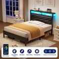 thumbnail image 4 of Greenstell Twin LED Bed Frame with Headboard Storage - Charging Station,Black, 4 of 9