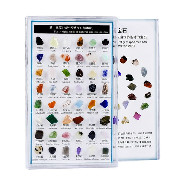 Caja de Colección de Piedras Preciosas Sunnimix 48 Piezas de Mineral colección de rocas y minerales