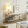 thumbnail image 4 of Ivinta White Sofa Table, Narrow Entryway Table with Storage Shelf, Faux Marble Top Console Table with Gold Metal Frame, 4 of 6