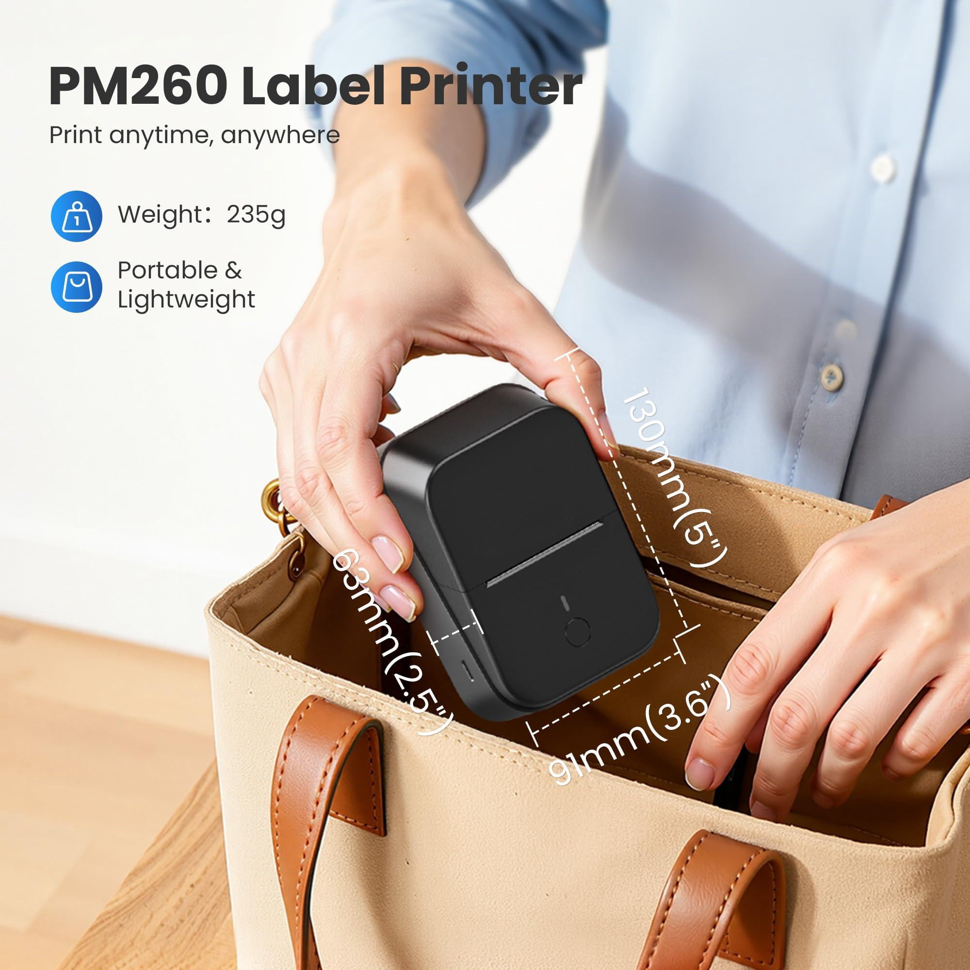 Pm260 Label Maker Machine With Tape  2 Inch Printer Inkless Portable Smart Ai App For Home Kitchen School Office Organization Black