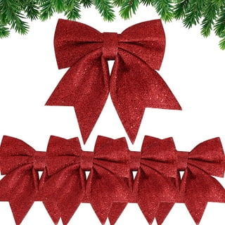 Christmas Bows for Gift Wrapping Premade Glitter Mini Christmas