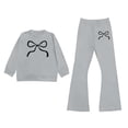 thumbnail image 2 of Girls 2 Piece Formal Outfits Peplum Vest & Elastic Waist Pleated Wide Leg Pants Elegant Kids Clothes Grey Size 7-8 Years, 2 of 4
