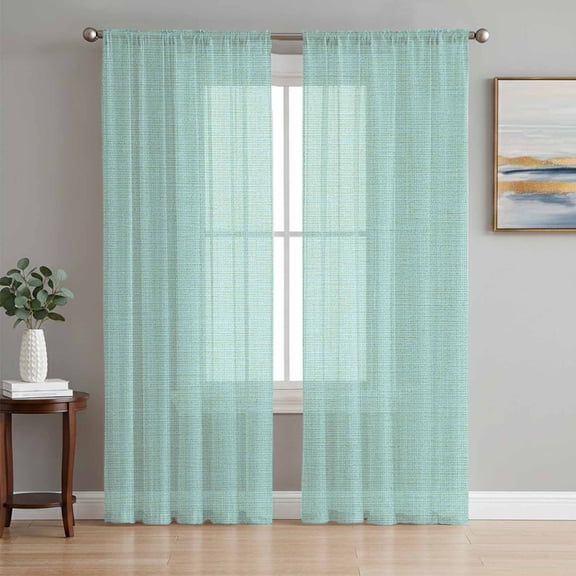 Linen Mint Green Sheer Curtains 108 Inch Length 2 Panels Set Window Treatments, Modern Minimalist Pure Solid Color Rod Pocket Semi Curtains for Living Room/Bedroom/Kitchen Décor, 104"W x 108"L