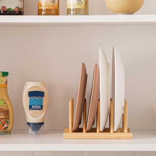 Bamboo Dish Plate Bowl Cup Book Pot Lid Cutting Board Drying Rack Stand Drainer Storage Holder Organizer Kitchen Cabinet（Keep Dry）